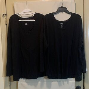 Sonoma Black V-Neck Long Sleeve Tee Set Plus Size 3X 100% Cotton Basic